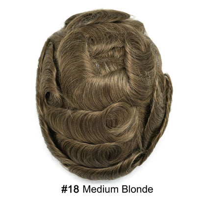 SINGA HAIR Hair System For Men Soft Welded Lace Base Front Human Hairpiece Bleached Knot Natural Hairline Hair System