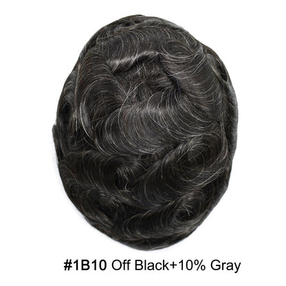 SINGA HAIR Toupee for Men Real Human Hair Piece French Lace Mens Hairpiece NPU Poly Coating Breathable Mens Toupee Hair Replacement System Natural Hairline