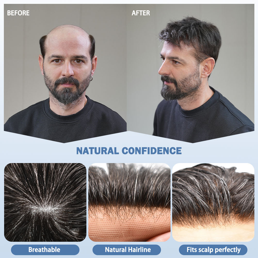 SINGA HAIR US Stock French Lace Front Mens Toupee Breathable Invisible Knots Human Hairpiece|Fast Shipping USA