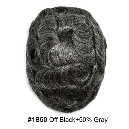 SINGA HAIR Hair System For Men Soft Welded Lace Base Front Human Hairpiece Bleached Knot Natural Hairline Hair System