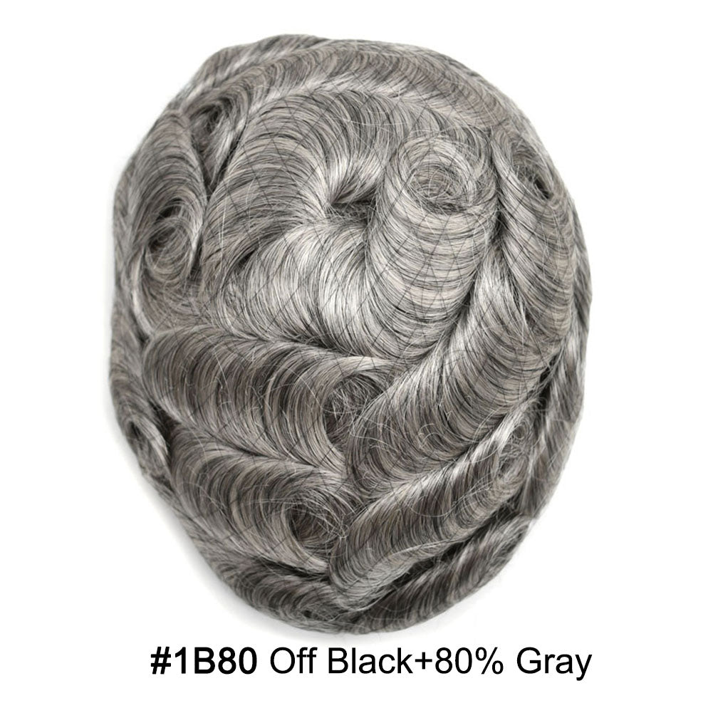 SINGA HAIR Toupee for Men Real Human Hair Piece French Lace Mens Hairpiece NPU Poly Coating Breathable Mens Toupee Hair Replacement System Natural Hairline