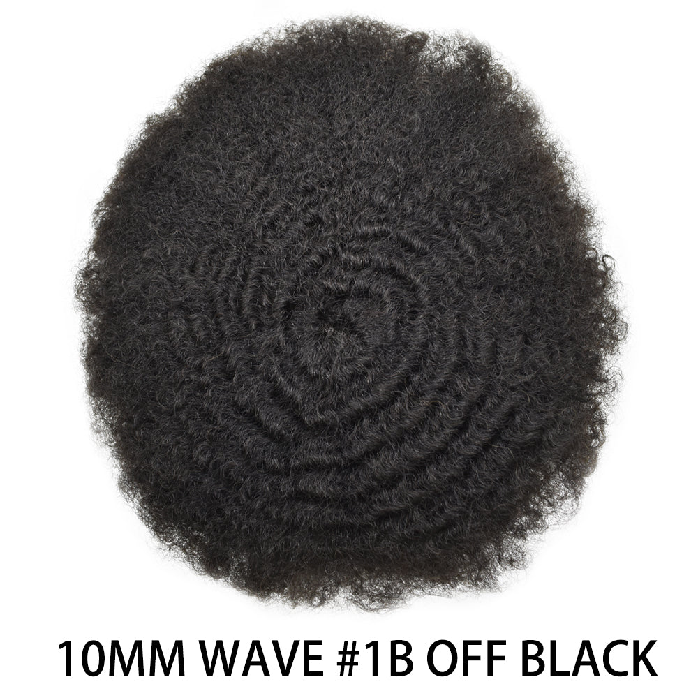SINGA HAIR Afro Toupee For Black Men Human Hair Replacement System Units 0.12mm Durable Full Poly Skin Mens Hairpiece African American Mens Weave Hair Units
