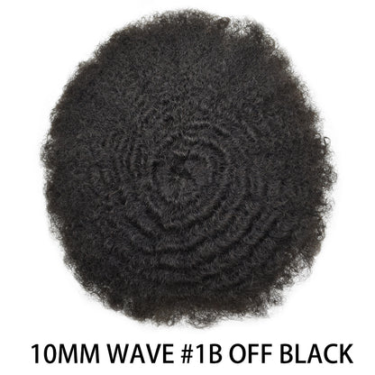 SINGA HAIR Afro Toupee For Black Men Human Hair Replacement System Units 0.12mm Durable Full Poly Skin Mens Hairpiece African American Mens Weave Hair Units