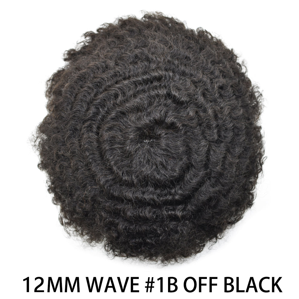SINGA HAIR Afro Toupee For Black Men Human Hair Replacement System Units 0.12mm Durable Full Poly Skin Mens Hairpiece African American Mens Weave Hair Units