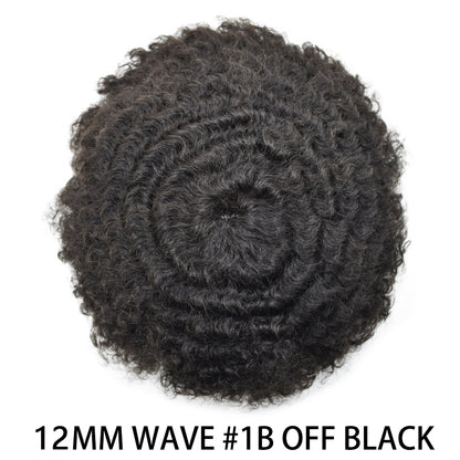 SINGA HAIR Afro Toupee For Black Men Human Hair Replacement System Units 0.12mm Durable Full Poly Skin Mens Hairpiece African American Mens Weave Hair Units
