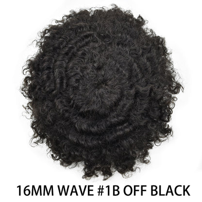 SINGA HAIR Afro Toupee For Black Men Human Hair Replacement System Units 0.12mm Durable Full Poly Skin Mens Hairpiece African American Mens Weave Hair Units