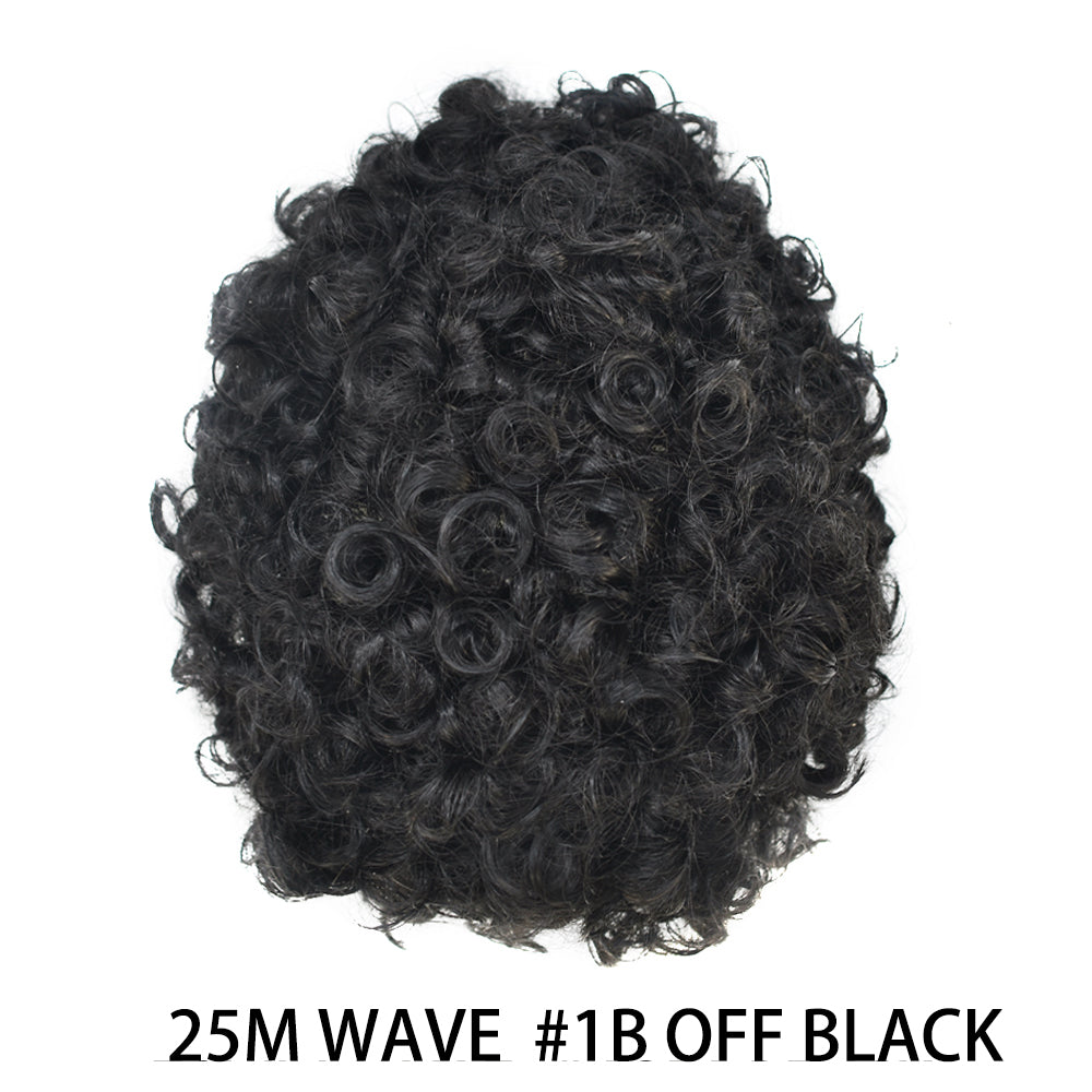 SINGA HAIR Afro Toupee For Black Men Human Hair Replacement System Units 0.12mm Durable Full Poly Skin Mens Hairpiece African American Mens Weave Hair Units