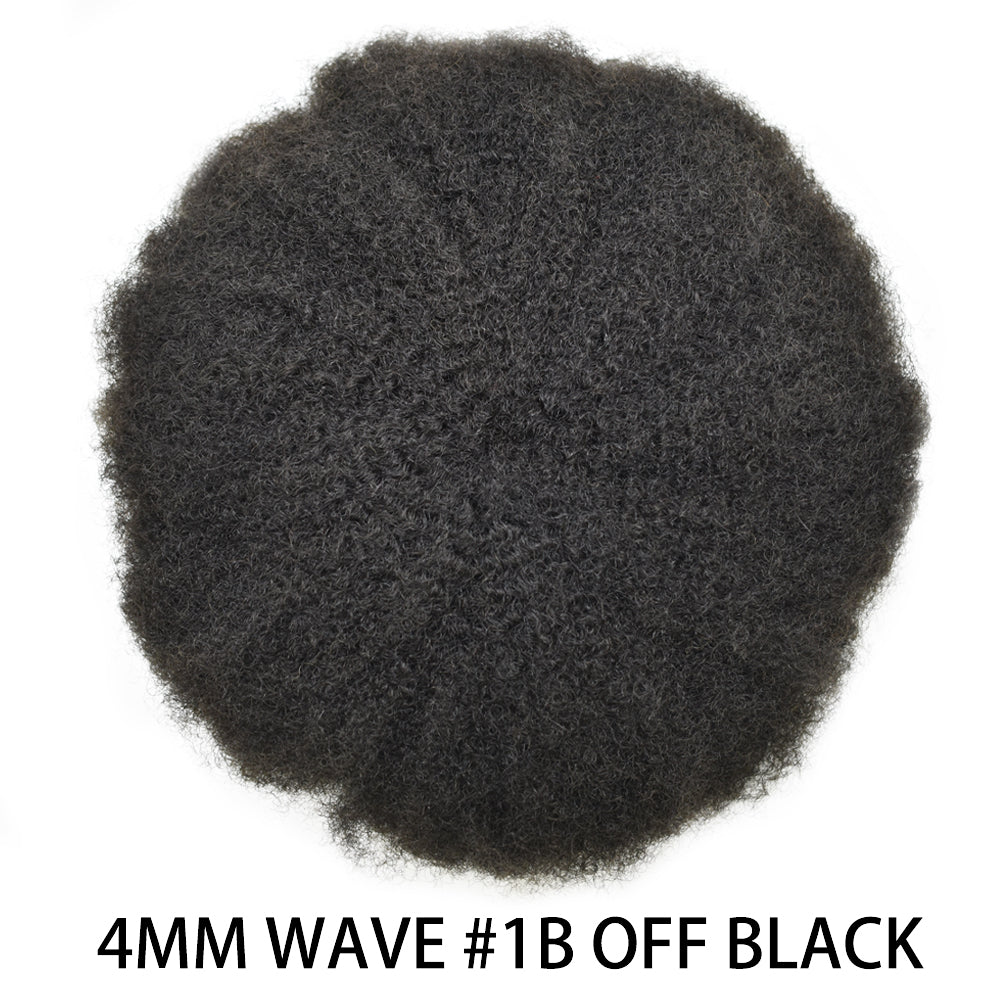SINGA HAIR Afro Toupee For Black Men Human Hair Replacement System Units 0.12mm Durable Full Poly Skin Mens Hairpiece African American Mens Weave Hair Units
