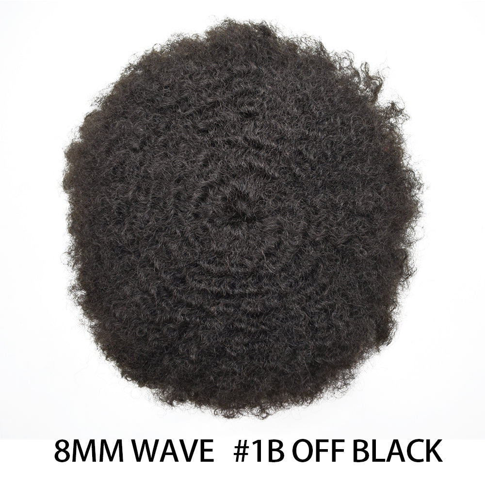 SINGA HAIR Afro Toupee For Black Men Human Hair Replacement System Units 0.12mm Durable Full Poly Skin Mens Hairpiece African American Mens Weave Hair Units