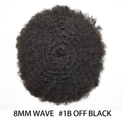 SINGA HAIR Afro Toupee For Black Men Human Hair Replacement System Units 0.12mm Durable Full Poly Skin Mens Hairpiece African American Mens Weave Hair Units