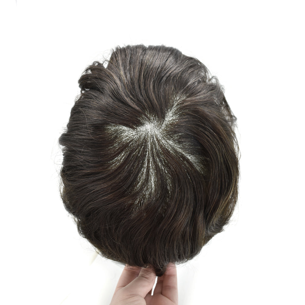 SINGA HAIR Toupee for Men Poly Skin Hair System Lace Front Hair Replacement System Hairpieces Bleached Knot
