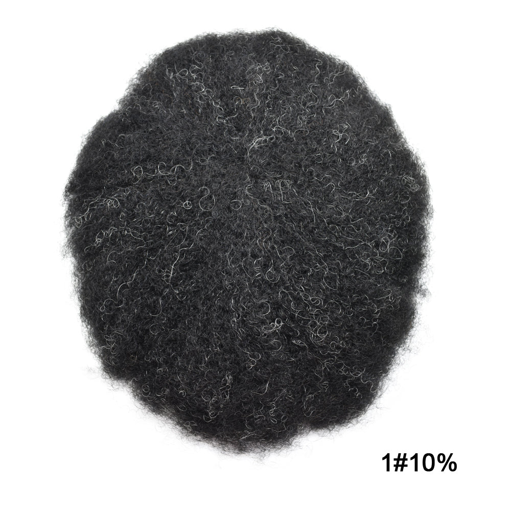 SINGA HAIR Afro Toupee For Black Men Human Hair Replacement System Units 0.12mm Durable Full Poly Skin Mens Hairpiece African American Mens Weave Hair Units