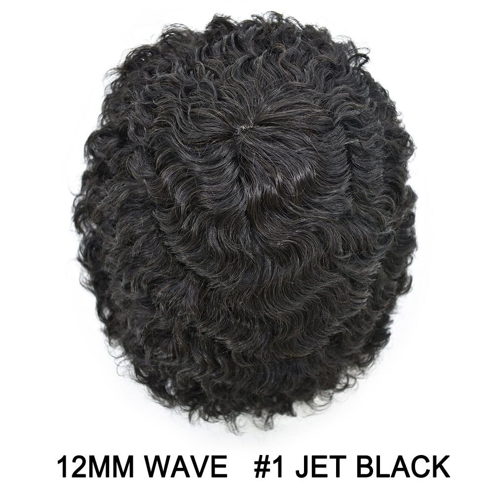 SINGA HAIR Afro Toupee For Black Men Human Hair Replacement System Units 0.12mm Durable Full Poly Skin Mens Hairpiece African American Mens Weave Hair Units