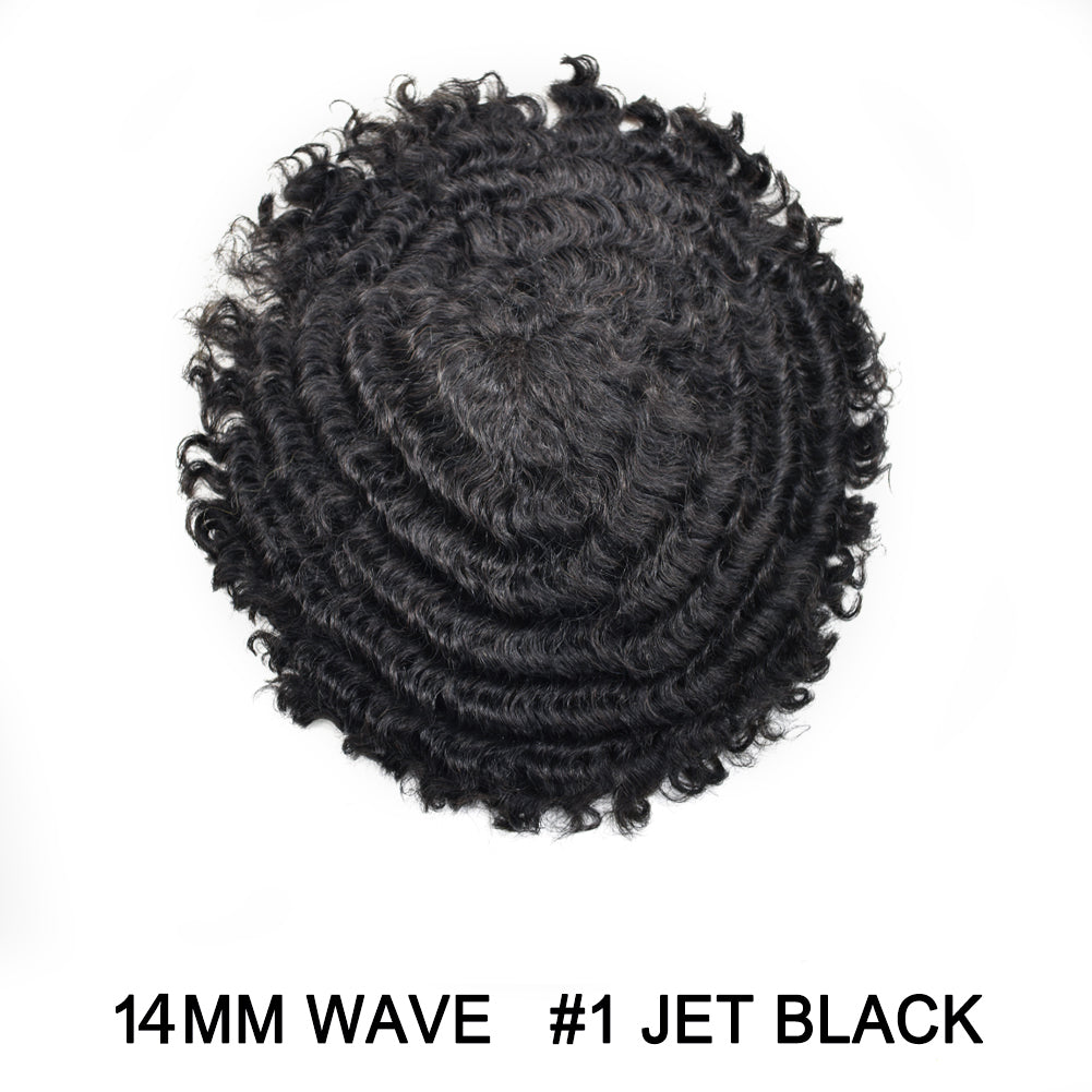 SINGA HAIR Afro Toupee For Black Men Human Hair Replacement System Units 0.12mm Durable Full Poly Skin Mens Hairpiece African American Mens Weave Hair Units