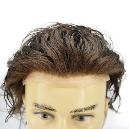 SINGA HAIR Toupee for Men Poly Skin Hair System Lace Front Hair Replacement System Hairpieces Bleached Knot
