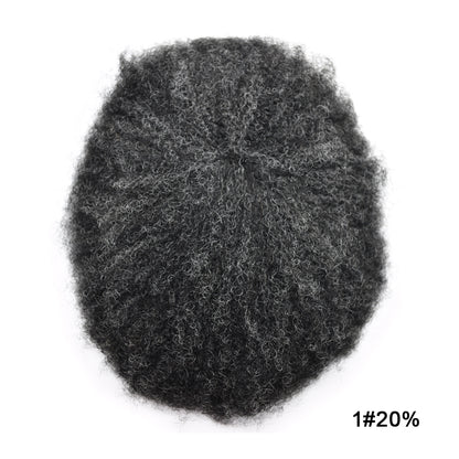 SINGA HAIR Afro Toupee For Black Men Human Hair Replacement System Units 0.12mm Durable Full Poly Skin Mens Hairpiece African American Mens Weave Hair Units