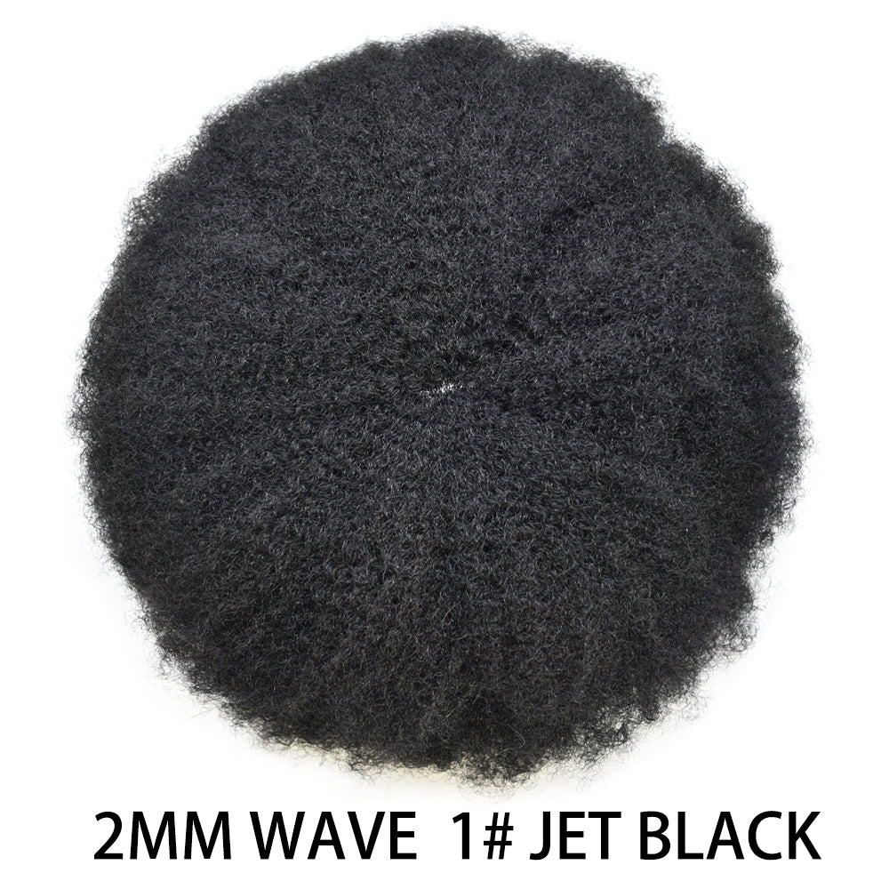 SINGA HAIR Afro Toupee For Black Men Human Hair Replacement System Units 0.12mm Durable Full Poly Skin Mens Hairpiece African American Mens Weave Hair Units