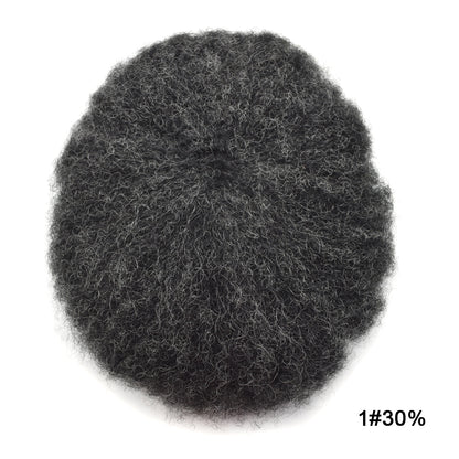 SINGA HAIR Afro Toupee For Black Men Human Hair Replacement System Units 0.12mm Durable Full Poly Skin Mens Hairpiece African American Mens Weave Hair Units