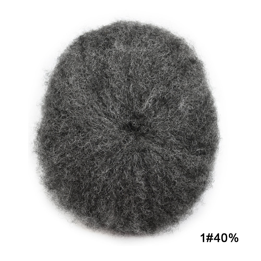 SINGA HAIR Afro Toupee For Black Men Human Hair Replacement System Units 0.12mm Durable Full Poly Skin Mens Hairpiece African American Mens Weave Hair Units