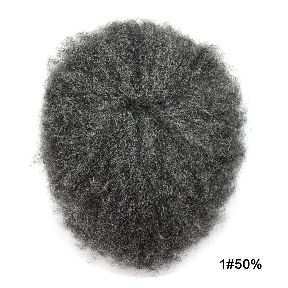 SINGA HAIR Afro Toupee For Black Men Human Hair Replacement System Units 0.12mm Durable Full Poly Skin Mens Hairpiece African American Mens Weave Hair Units