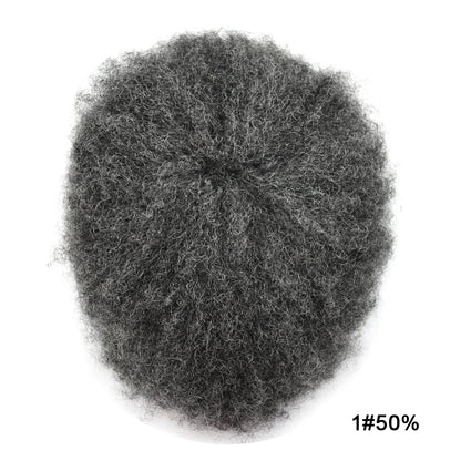 SINGA HAIR Afro Toupee For Black Men Human Hair Replacement System Units 0.12mm Durable Full Poly Skin Mens Hairpiece African American Mens Weave Hair Units