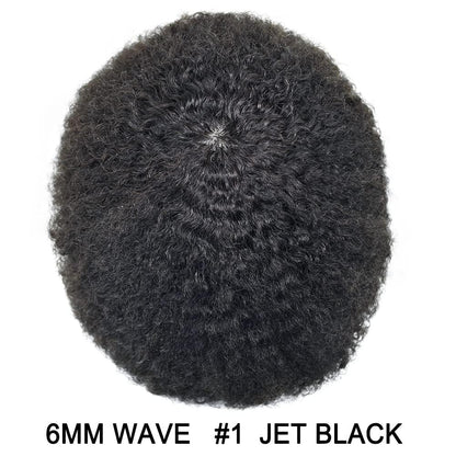 SINGA HAIR Afro Toupee For Black Men Human Hair Replacement System Units 0.12mm Durable Full Poly Skin Mens Hairpiece African American Mens Weave Hair Units