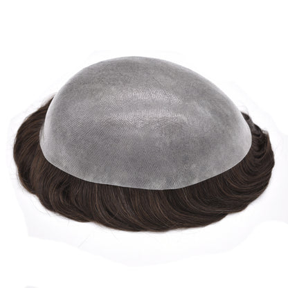 SINGA HAIR Mens Toupee Hair System 0.12mm Durable Full Poly Human Hair Piece for Men Full Skin Clear Poly Mens Toupee All V-looped Hairpiece For Men