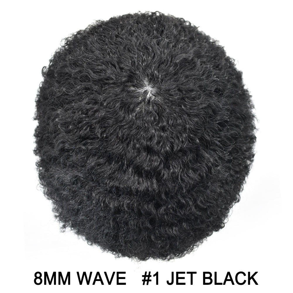 SINGA HAIR Afro Toupee For Black Men Human Hair Replacement System Units 0.12mm Durable Full Poly Skin Mens Hairpiece African American Mens Weave Hair Units