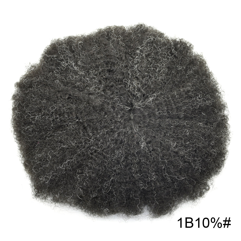SINGA HAIR Afro Toupee For Black Men Human Hair Replacement System Units 0.12mm Durable Full Poly Skin Mens Hairpiece African American Mens Weave Hair Units