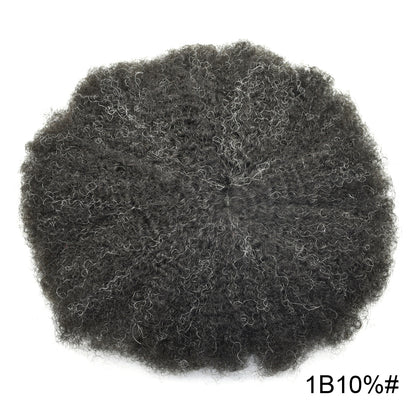 SINGA HAIR Afro Toupee For Black Men Human Hair Replacement System Units 0.12mm Durable Full Poly Skin Mens Hairpiece African American Mens Weave Hair Units