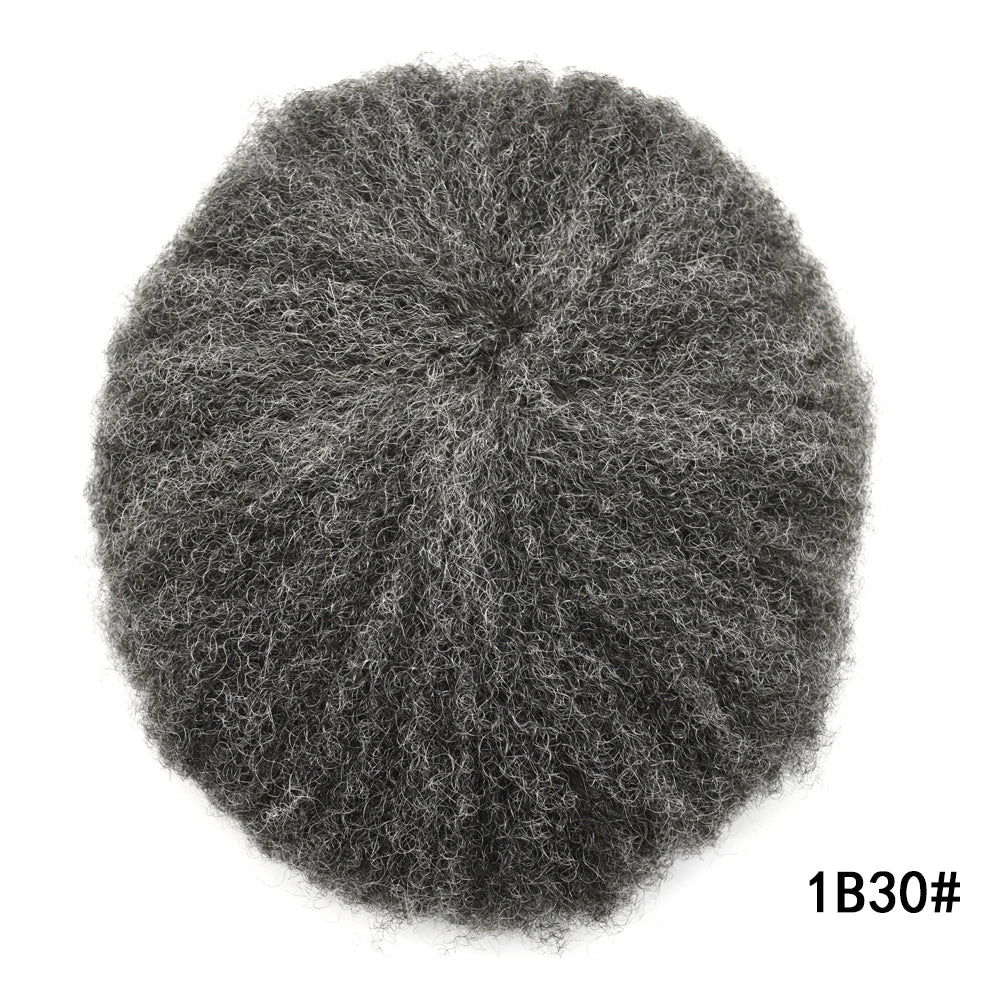 SINGA HAIR Afro Toupee For Black Men Human Hair Replacement System Units 0.12mm Durable Full Poly Skin Mens Hairpiece African American Mens Weave Hair Units