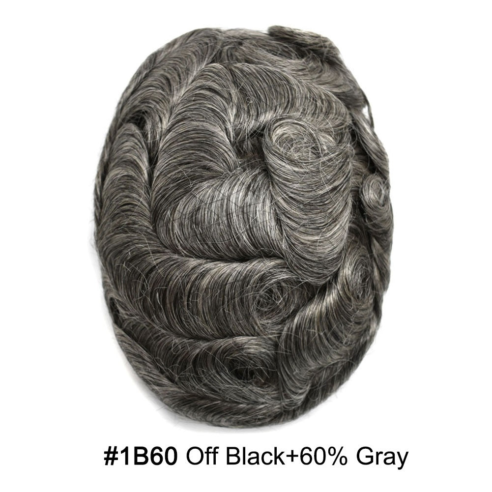 SINGA HAIR Toupee for Men Real Human Hair Piece French Lace Mens Hairpiece NPU Poly Coating Breathable Mens Toupee Hair Replacement System Natural Hairline