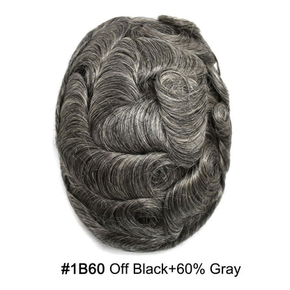 SINGA HAIR Toupee for Men Real Human Hair Piece French Lace Mens Hairpiece NPU Poly Coating Breathable Mens Toupee Hair Replacement System Natural Hairline