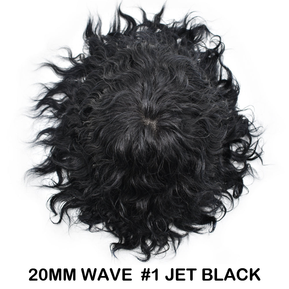 SINGA HAIR Afro Toupee For Black Men Human Hair Replacement System Units 0.12mm Durable Full Poly Skin Mens Hairpiece African American Mens Weave Hair Units