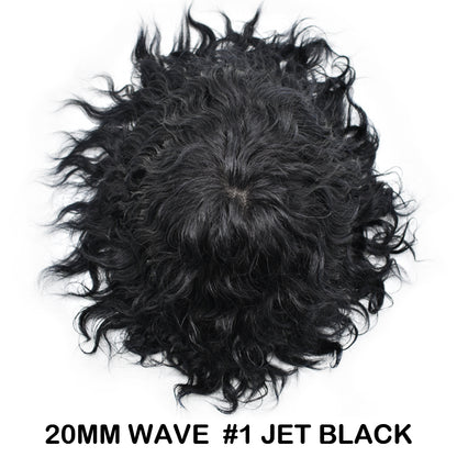 SINGA HAIR Afro Toupee For Black Men Human Hair Replacement System Units 0.12mm Durable Full Poly Skin Mens Hairpiece African American Mens Weave Hair Units