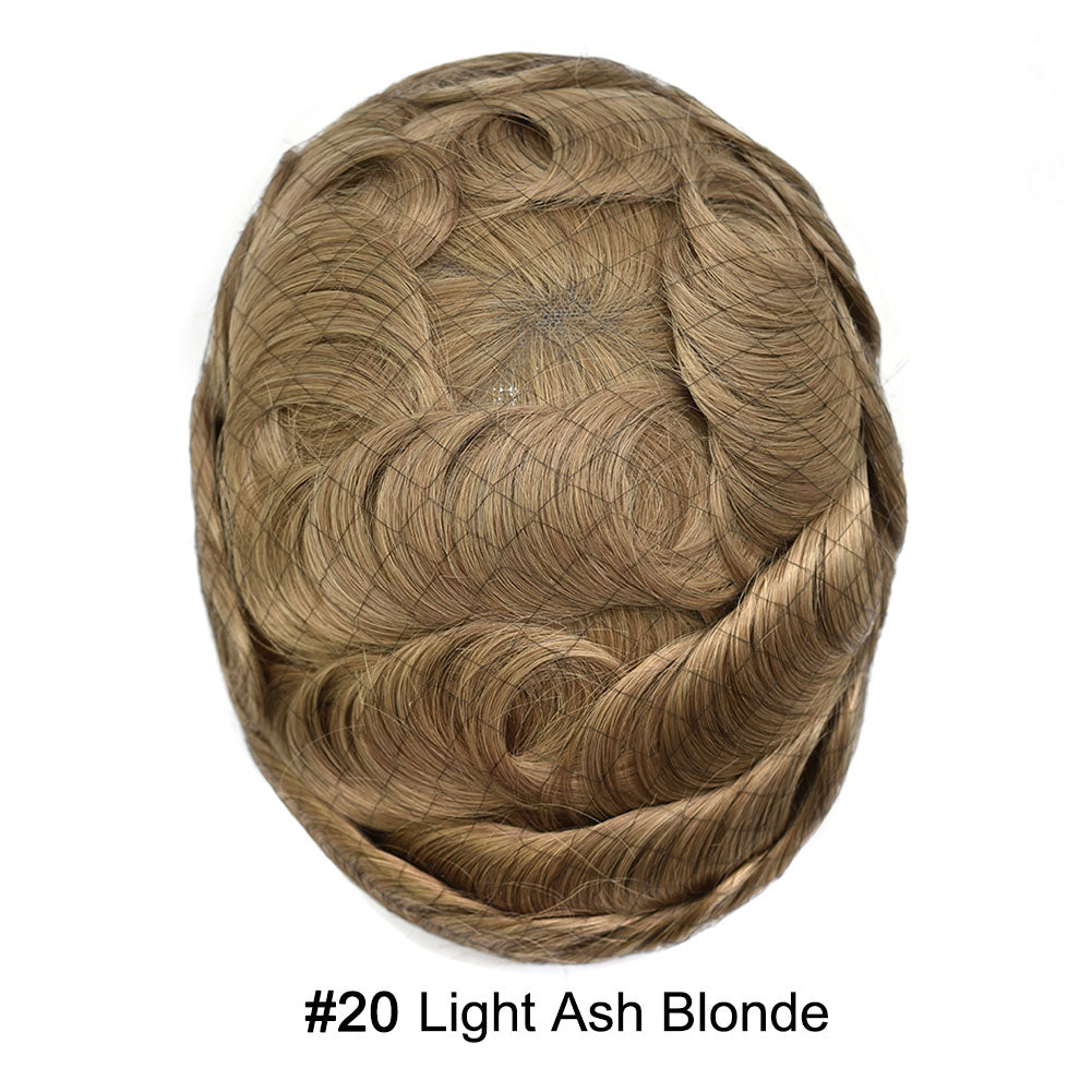 SINGA HAIR Toupee for Men Real Human Hair Piece French Lace Mens Hairpiece NPU Poly Coating Breathable Mens Toupee Hair Replacement System Natural Hairline
