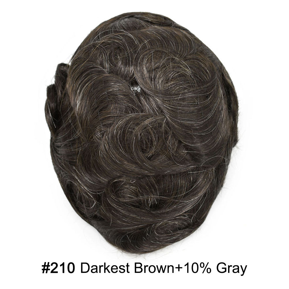 SINGA HAIR Toupee for Men Real Human Hair Piece French Lace Mens Hairpiece NPU Poly Coating Breathable Mens Toupee Hair Replacement System Natural Hairline