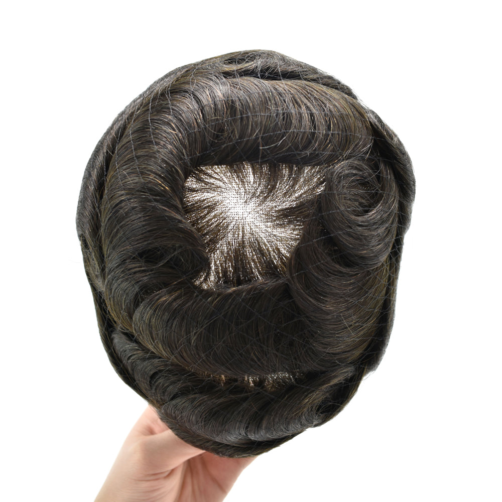 SINGA HAIR Mens Toupee Hair Pieces Lace Front Hair Unit Durable Fine Monofilament Hair Systems For Men Bleached Knots Natural Hairline