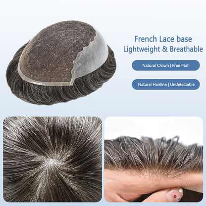 SINGA HAIR Mens Real Human Hair Replacement System Swiss Lace Toupee For Men Hairpiece Breathable Bleached Knot Natural Hairline