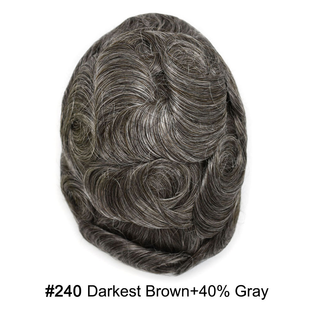 SINGA HAIR Toupee for Men Real Human Hair Piece French Lace Mens Hairpiece NPU Poly Coating Breathable Mens Toupee Hair Replacement System Natural Hairline