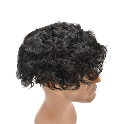 SINGA HAIR US STOCK Afro Toupee For Black Men Fine Mono Men Wave Hair Unit Clear Poly Around Kinky Curly Hairpiece