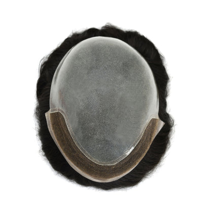 SINGA HAIR Toupee for Men Poly Skin Hair System Lace Front Hair Replacement System Hairpieces Bleached Knot