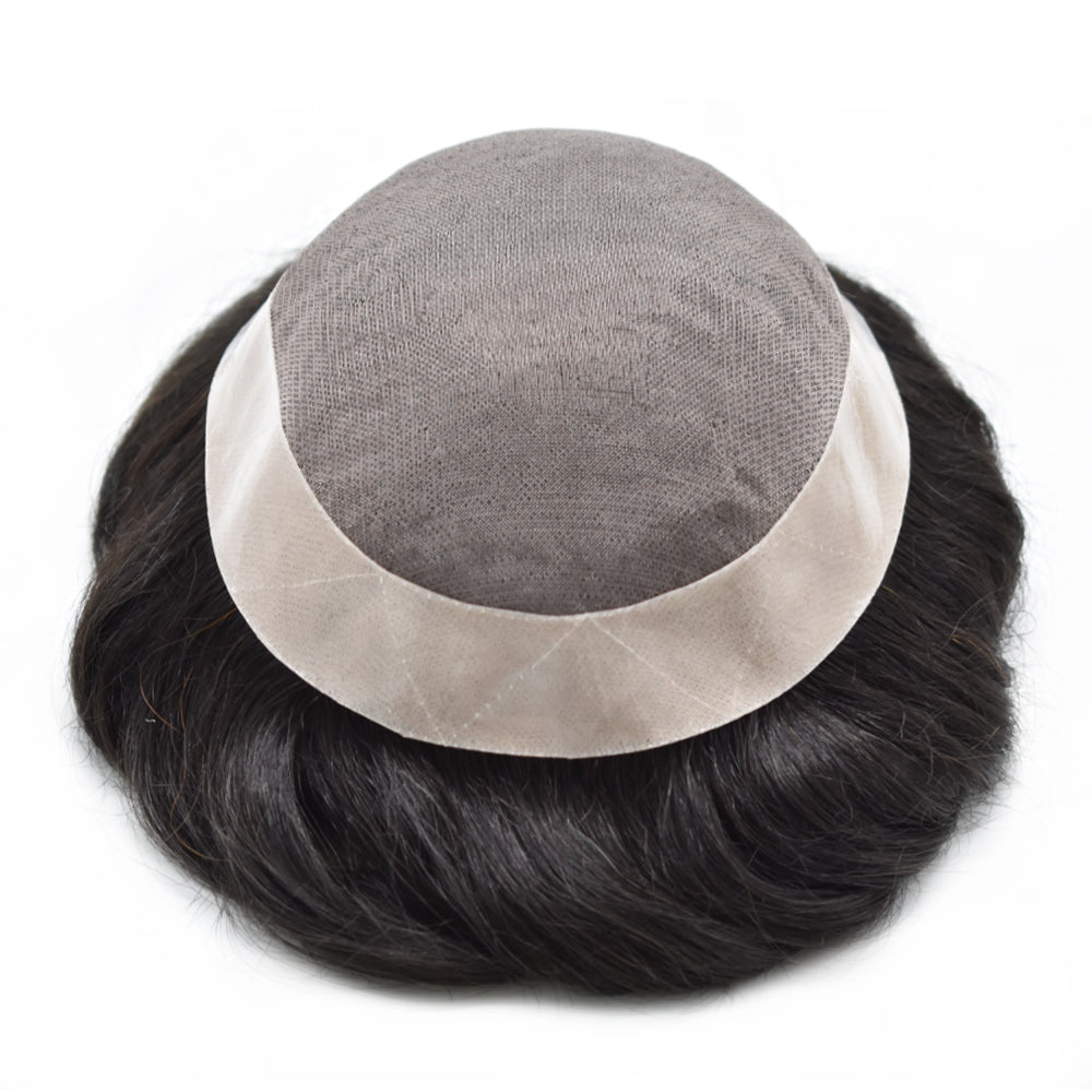 SINGA HAIR Hair System For Men Monofilament With NPU Around Lace Folded In The Very Front Hairpiece US Stock