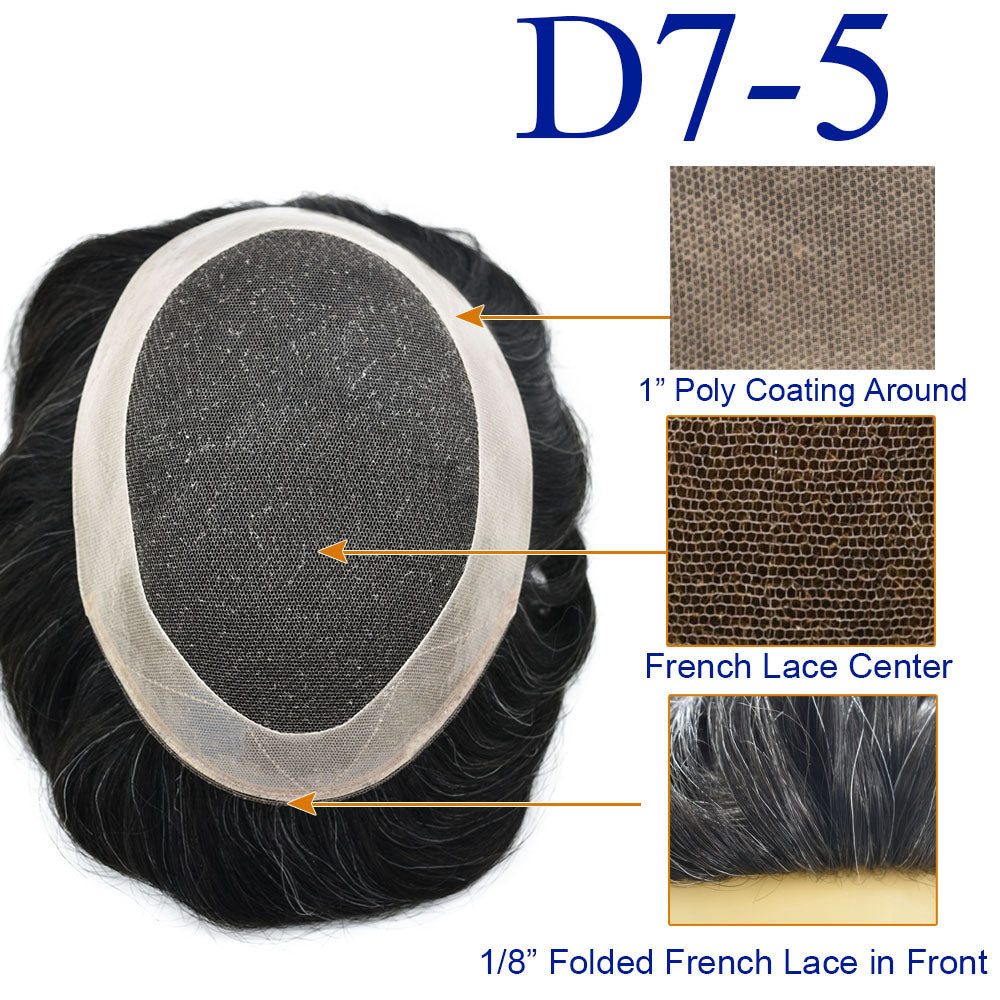 SINGA HAIR French Lace Hair System for Men PU Coated Lightweight Mens Hairpiece Center Lace Human Toupee for Men Breathable