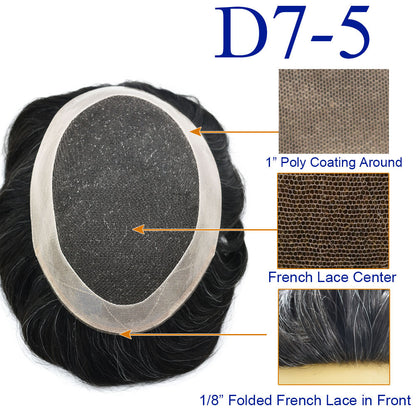 SINGA HAIR French Lace Hair System for Men PU Coated Lightweight Mens Hairpiece Center Lace Human Toupee for Men Breathable