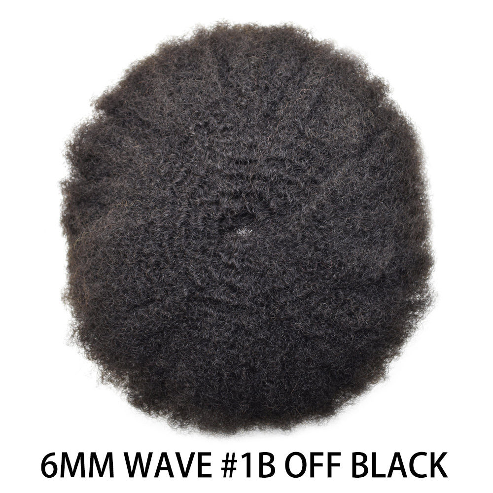 SINGA HAIR Mens Hair Unit Real Human Hair Afro Curl Toupee for Black Men Hand Tied Injected PU Breathable Kinky Curly African American Mens Wigs Hair Replacement System