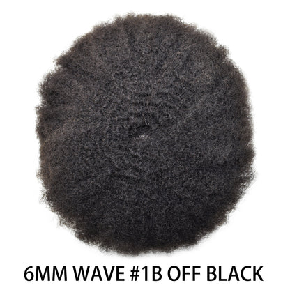 SINGA HAIR Mens Hair Unit Real Human Hair Afro Curl Toupee for Black Men Hand Tied Injected PU Breathable Kinky Curly African American Mens Wigs Hair Replacement System