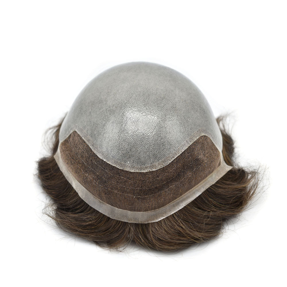 SINGA HAIR Toupee for Men Poly Skin Hair System Lace Front Hair Replacement System Hairpieces Bleached Knot
