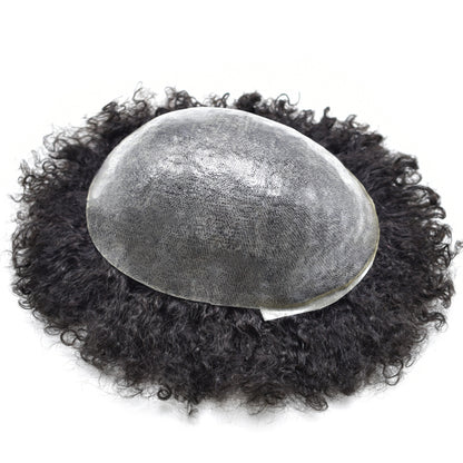 SINGA HAIR Afro Toupee For Black Men Full PU Curly Hair Unit For American African Men US Stock