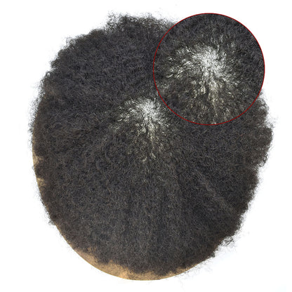 SINGA HAIR Thin Skin PU Afro Toupee for Black Men Hair Units for African American Men Hair System Afro Brazilian Hair Replacement System